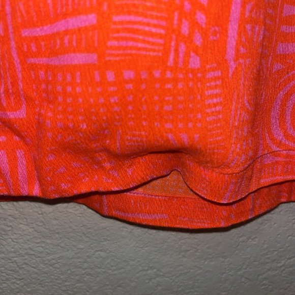 VTG 70’s Pennys Hawaiian Tropical Bright Orange Camp Shirt Sz Medium - Picture 4 of 8